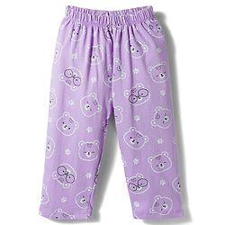 Babyhug Cotton Knit Half Sleeves Shirt & Pyjama Co-ord Night Suit With Teddy Bear Print - Lavender