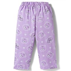 Babyhug Cotton Knit Half Sleeves Shirt & Pyjama Co-ord Night Suit With Teddy Bear Print - Lavender