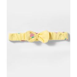 Babyhug 100% Cotton Knit Half Puffed Sleeves Strawberry Printed Onesie with Hairband - Yellow