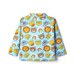 Babyhug Cotton Knit Full Sleeves Shirt & Pyjama Co-ord Night Suit with Animal Print - Light Blue