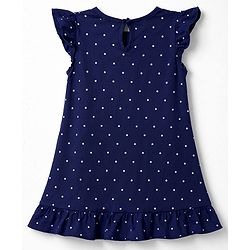 Babyhug Cotton Knit Half Sleeves Nighty with Heart & Polka Dot Print - Navy Blue