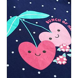 Babyhug Cotton Knit Half Sleeves Nighty with Heart & Polka Dot Print - Navy Blue