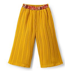 Babyhug Georgette Woven Sleeveless Floral Embroidered Lehenga Choli & Dupatta With Sequin Detailing - Mustard