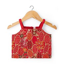 Babyhug Georgette Woven Sleeveless Floral Embroidered Lehenga Choli & Dupatta With Sequin Detailing - Mustard