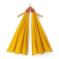 Babyhug Georgette Woven Sleeveless Floral Embroidered Lehenga Choli & Dupatta With Sequin Detailing - Mustard