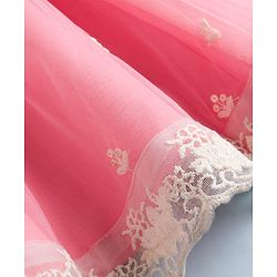 Babyhug Net Woven Three Fourth Sleeves Embroidered Choli Lehenga Set With Dupatta - Peach