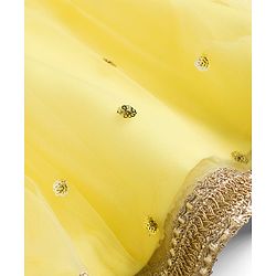 Babyhug Net Woven Half Sleeves Lehenga Choli Set With Sequin Detailing & Dupatta - Yellow