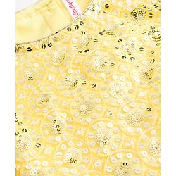 Babyhug Net Woven Half Sleeves Lehenga Choli Set With Sequin Detailing & Dupatta - Yellow