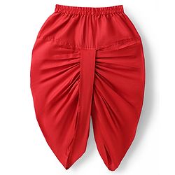 Babyhug Cotton Blend Woven Full Sleeves Kurta Dhoti Set with Polka Dot Printed Nehru Jacket - Red