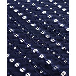 Babyhug Georgette Woven Full Sleeves Kurta Pajama Set with Embroidery & Sequin Detailing - Navy Blue