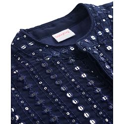 Babyhug Georgette Woven Full Sleeves Kurta Pajama Set with Embroidery & Sequin Detailing - Navy Blue