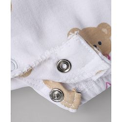 Babyhug 100% Cotton Interlock Knit Half Sleeves Romper With Teddy Print - Multicolor