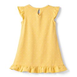 Babyhug Cotton Knit Half Sleeves Nighty with Animal Print - Yellow