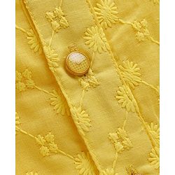 Babyhug Cotton Blend Woven Full Sleeves Kurta Pajama Set with Embroidery - Yellow