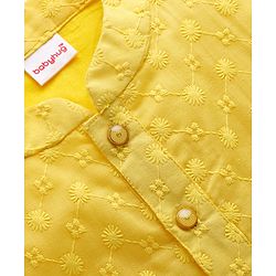 Babyhug Cotton Blend Woven Full Sleeves Kurta Pajama Set with Embroidery - Yellow