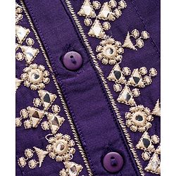 Babyhug Woven Full Sleeves Kurta Dhoti Set with Embroidery - Navy Blue