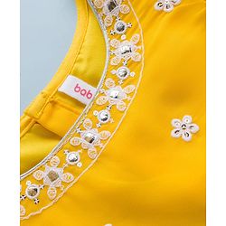 Babyhug Georgette Woven Frill Sleeves Choli Lehenga Set with Dupatta & Embroidery - Yellow