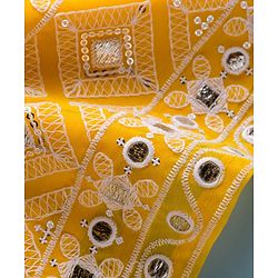 Babyhug Georgette Woven Frill Sleeves Choli Lehenga Set with Dupatta & Embroidery - Yellow