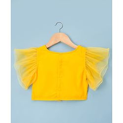 Babyhug Georgette Woven Frill Sleeves Choli Lehenga Set with Dupatta & Embroidery - Yellow