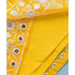 Babyhug Georgette Woven Frill Sleeves Choli Lehenga Set with Dupatta & Embroidery - Yellow