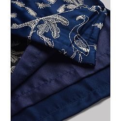 Babyhug Cotton Blend Woven Full Sleeves Kurta Pajama Set Jungle Theme Embroidery - Navy Blue