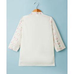 Babyhug Cotton Blend Woven Full Sleeves Kurta Pyjama Set With Sequin Detailing - Pink