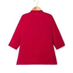 Babyhug Cotton Blend Woven Full Sleeves Kurta Pyjama Set with Embroidered Jacket - Wine