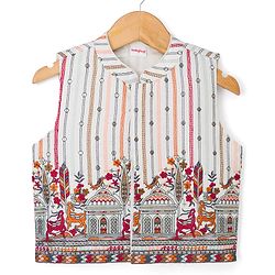 Babyhug Cotton Blend Woven Full Sleeves Kurta Pyjama Set with Embroidered Jacket - Wine