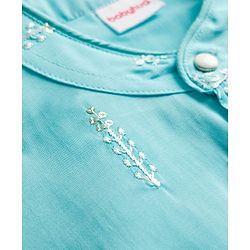 Babyhug Cotton Blend Woven Full Sleeves Kurta Pajama Set with Embroidery & Sequin Detailing - Light Blue
