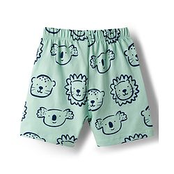 Babyhug Cotton Knit Half Sleeves Animal Printed T-Shirt & Short Co-Ord Night Suit - Sea Green