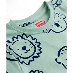 Babyhug Cotton Knit Half Sleeves Animal Printed T-Shirt & Short Co-Ord Night Suit - Sea Green