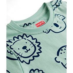 Babyhug Cotton Knit Half Sleeves Animal Printed T-Shirt & Short Co-Ord Night Suit - Sea Green