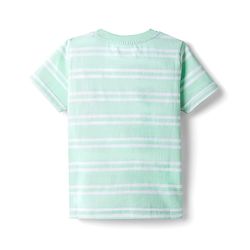Babyhug Cotton Knit Half Sleeves Striped T-Shirt with Teddy Print - Multicolor