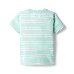 Babyhug Cotton Knit Half Sleeves Striped T-Shirt with Teddy Print - Multicolor