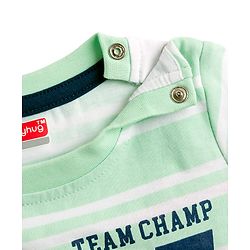 Babyhug Cotton Knit Half Sleeves Striped T-Shirt with Teddy Print - Multicolor