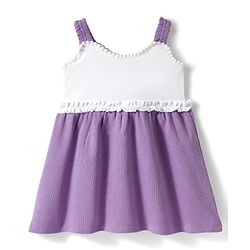 Babyhug Knitted Sleeveless Frock with Floral Applique - Lavender