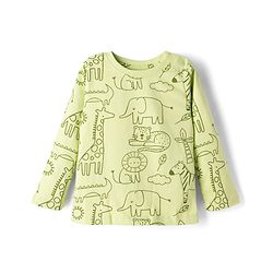 Babyhug Cotton Knit Full Sleeves Animal Printed T-Shirt & Pyjama Co-Ord Night Suit - Green