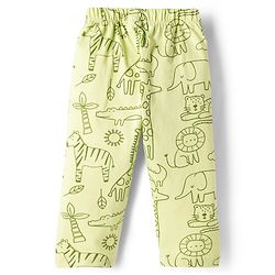 Babyhug Cotton Knit Full Sleeves Animal Printed T-Shirt & Pyjama Co-Ord Night Suit - Green