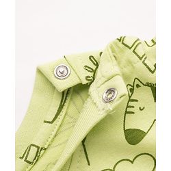 Babyhug Cotton Knit Full Sleeves Animal Printed T-Shirt & Pyjama Co-Ord Night Suit - Green