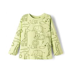 Babyhug Cotton Knit Full Sleeves Animal Printed T-Shirt & Pyjama Co-Ord Night Suit - Green