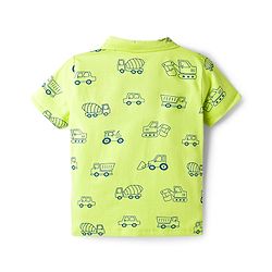 Babyhug Cotton Knit Half Sleeves Vehicle Printed Co-Ord Shirt & Shorts Night Suit - Green