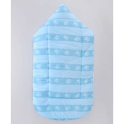 Babyhug Snuggle Buddy Teddy Sleeping Bag with Hood Blue| 100% Cotton Baby Sleep Sack| UltraSoft Bubble Lining| Smooth Zipper Closure| Newborn Essential|Travel Friendly|Carry Nest Mattress| 0-6 Months