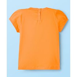 Babyhug Cotton Knit Half Sleeves Text & Floral Printed Capri Night Suit Set - Orange
