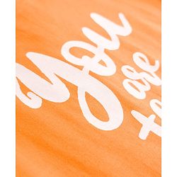 Babyhug Cotton Knit Half Sleeves Text & Floral Printed Capri Night Suit Set - Orange