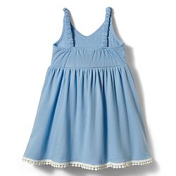 Babyhug Cotton Knit One Piece Dresses/Frocks Sleeveless with Gingham Flower Applique Blue 3-6 Months