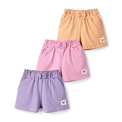 Babyhug Cotton Knit Mid Thigh Butterfly Printed Shorts With Bow Applique Pack Of 3 - Multicolor