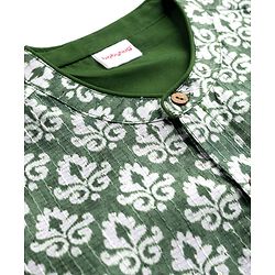 Babyhug Cotton Woven Full Sleeves Floral Print & Embroidered Kurta Pyjama Set - Green