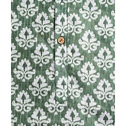 Babyhug Cotton Woven Full Sleeves Floral Print & Embroidered Kurta Pyjama Set - Green