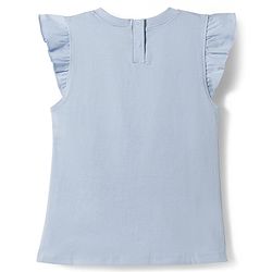 Babyhug Cotton Knit Frill Sleeves Floral Printed T-Shirt & Capri Night Suit - Light Blue
