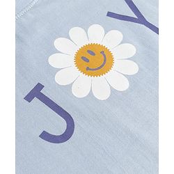 Babyhug Cotton Knit Frill Sleeves Floral Printed T-Shirt & Capri Night Suit - Light Blue